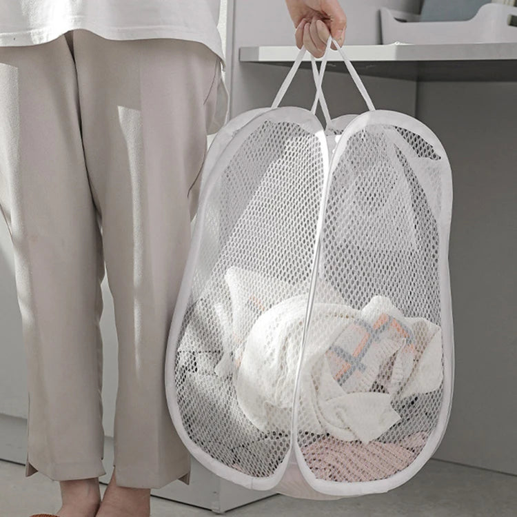Foldable Mesh Laundry Hamper for Space-Saving Organization - Elysian Nest