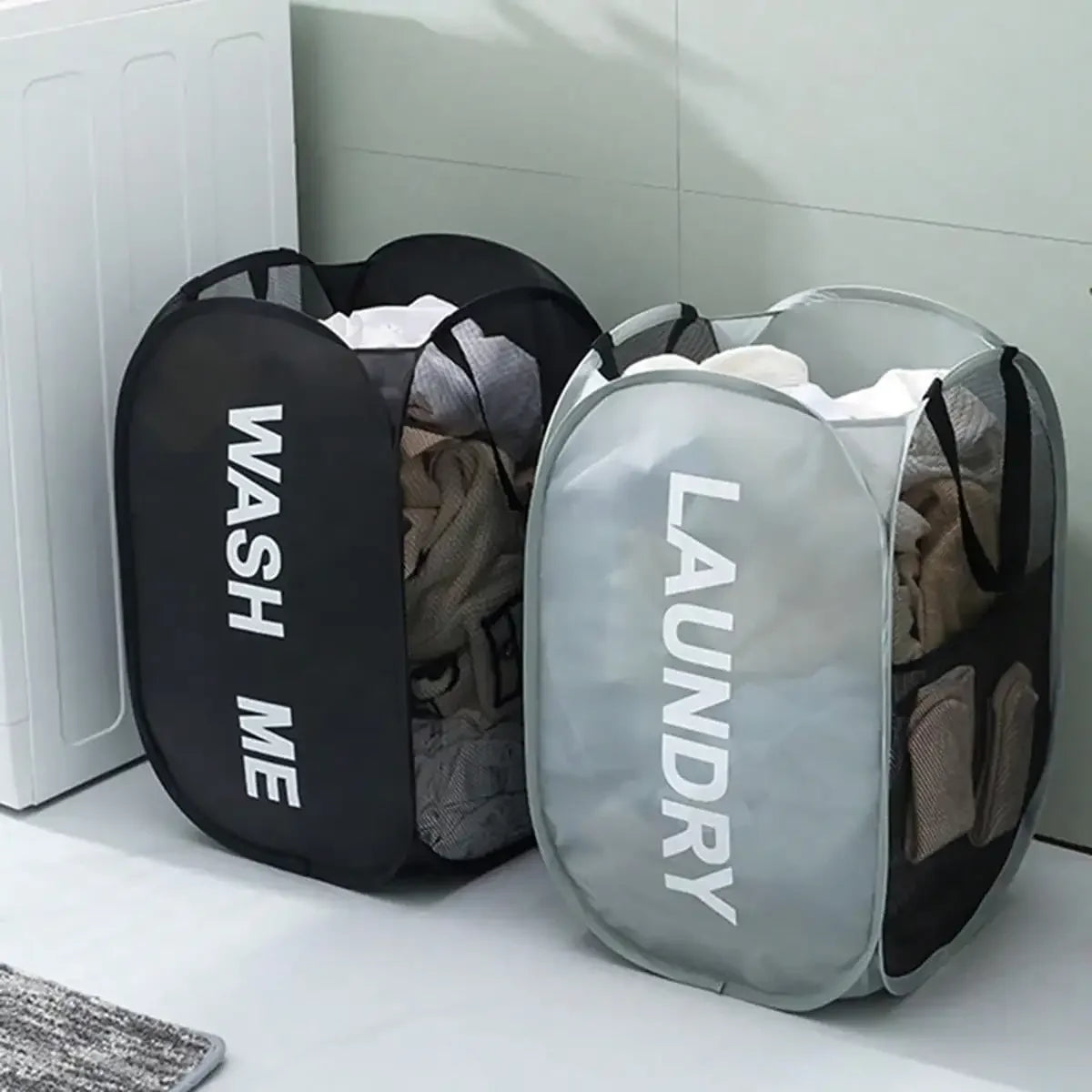 Foldable Mesh Laundry Hamper for Space-Saving Organization - Elysian Nest