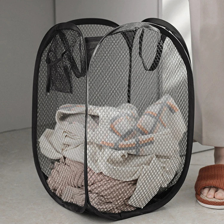 Foldable Mesh Laundry Hamper for Space-Saving Organization - Elysian Nest